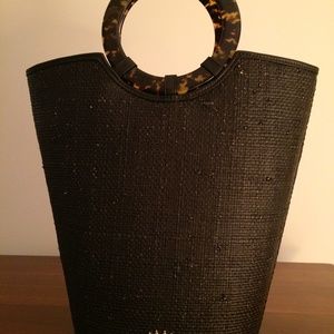 Elaine Turner Black Raffia "Jackie" Bag